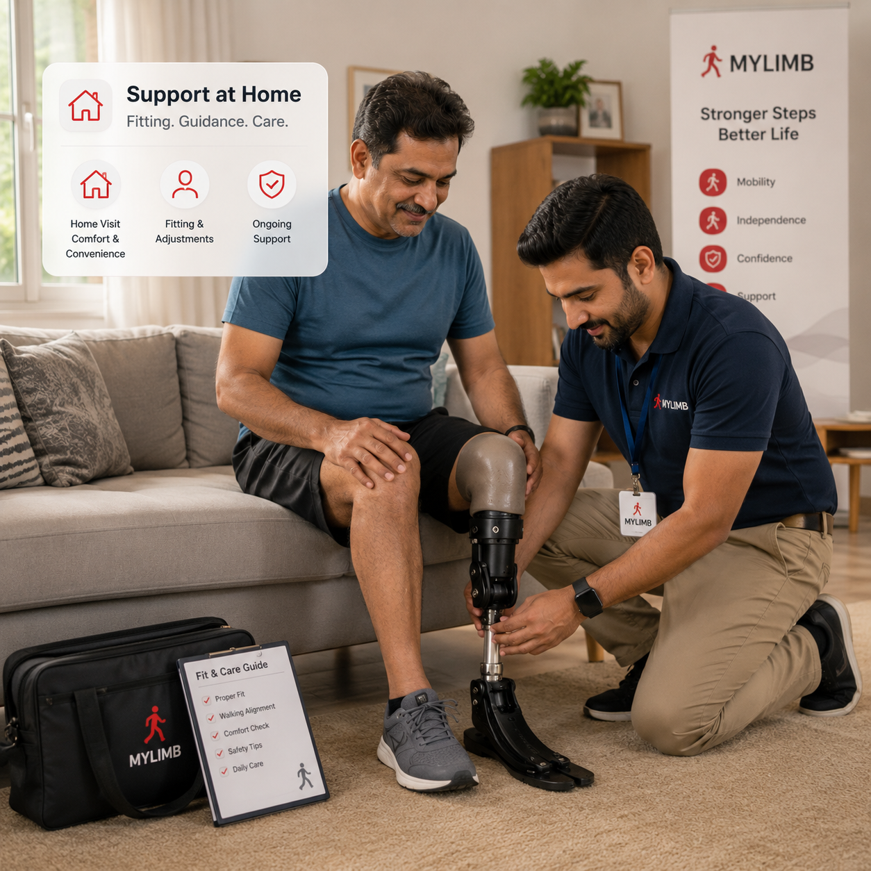 Home prosthetic support visual