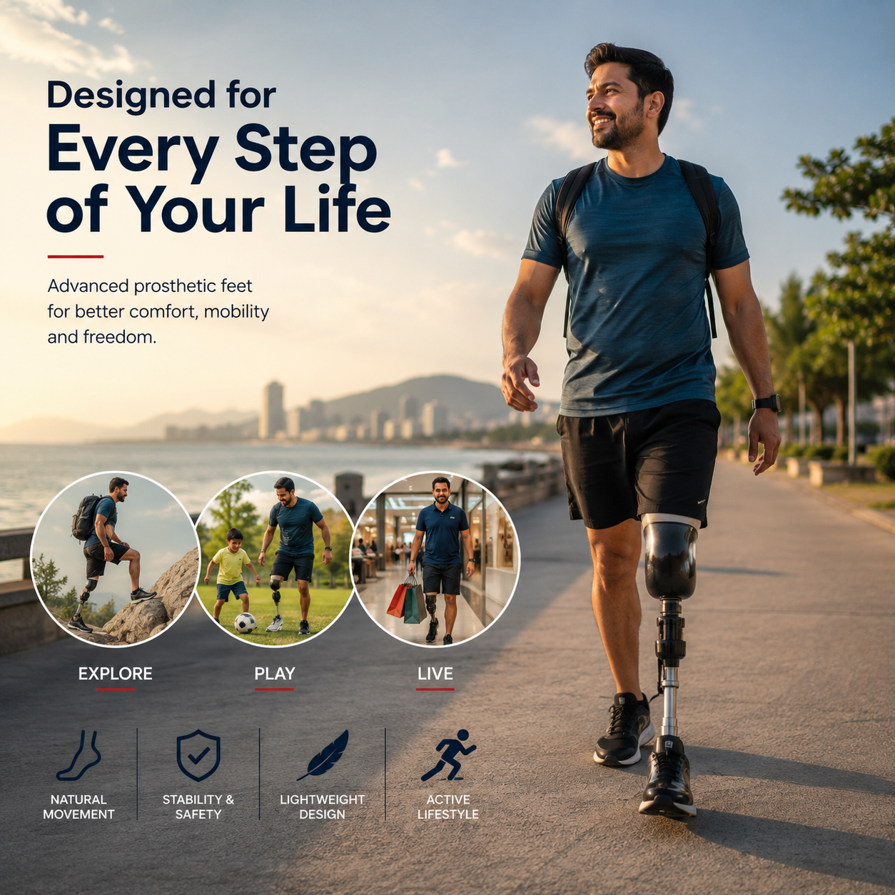 Artificial below-knee foot lifestyle