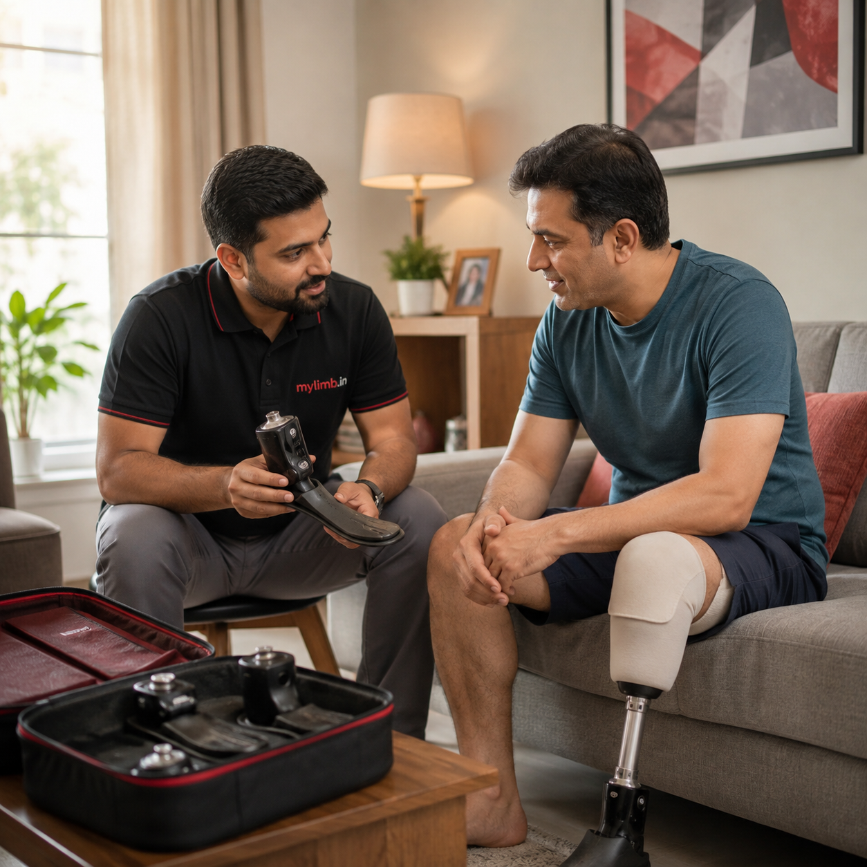 Artificial below-knee foot support at home